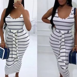 Sleeveless striped fitted t-shirt dress size M